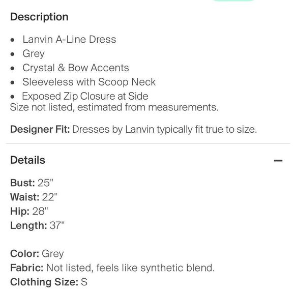 Lanvin Scoop Neck Sleeveless Black Dress With Rhinestones and Ribbon Belt Small - Picture 4 of 10